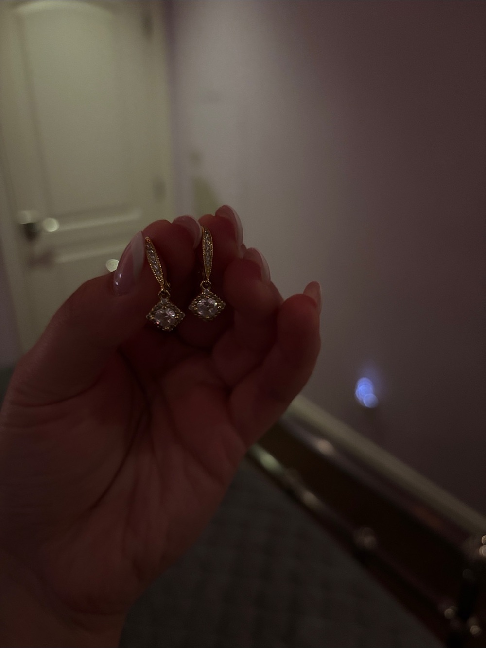 EVRY jewels Gold Plates Drop Earrings with Clear Cubic Zirconia